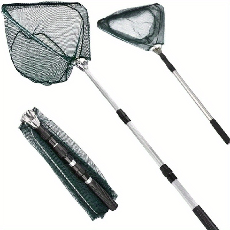 Fish Net Handle - Foldable Triangle Fishing Landing Net Telescopic